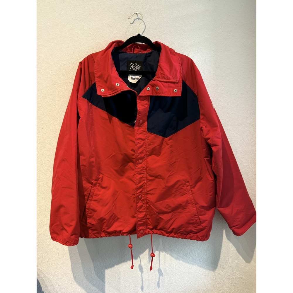 Vtg 80s ROFFE Men's Sz‎ L Ski Jacket Navy & Red Winter Puffer Coat Goretex